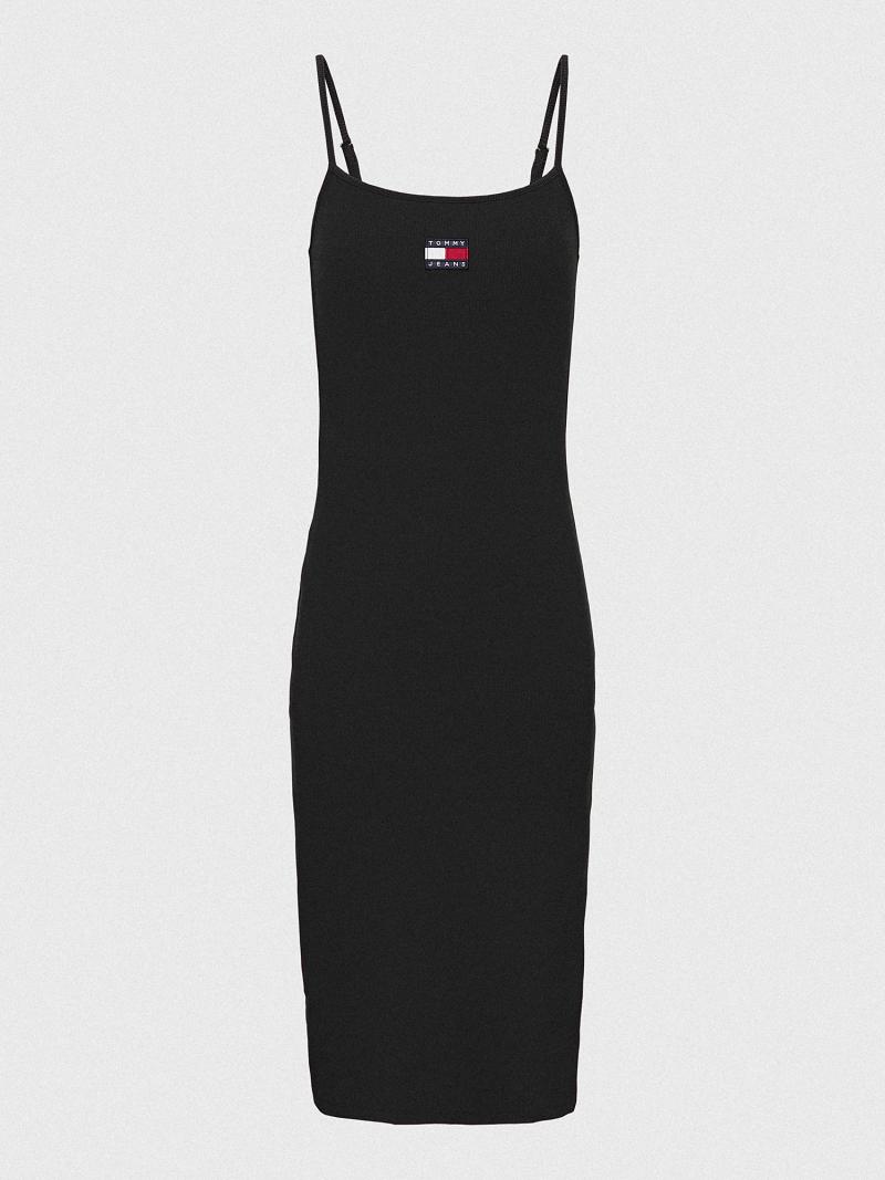 Dresses Tommy Hilfiger Badge Logo Midi Mujer Negras | CL_W21042