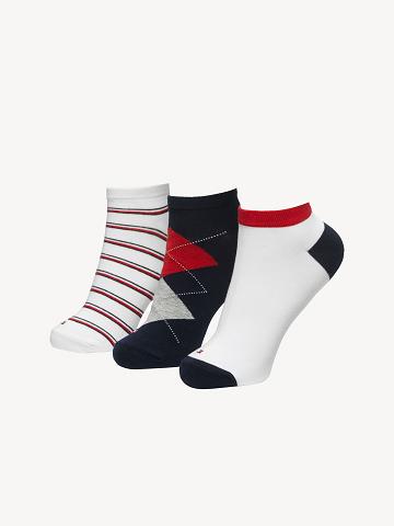 Calcetines Tommy Hilfiger Ankle 3PK Mujer Blancas Multicolor | CL_W21651