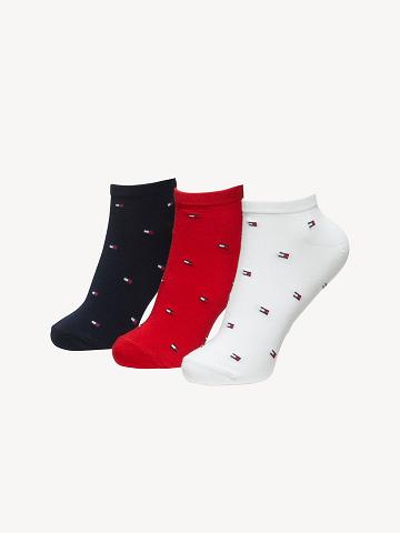 Calcetines Tommy Hilfiger Ankle 3PK Mujer Rojas | CL_W21653
