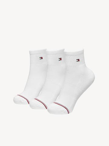 Calcetines Tommy Hilfiger Classic Quarter Top 3PK Mujer Blancas | CL_W21658