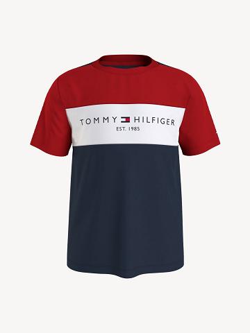 Camiseta Tommy Hilfiger Colorblock Niños Rojas | CL_G1240