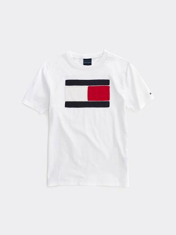 Camiseta Tommy Hilfiger Flag Niños Blancas | CL_B2170