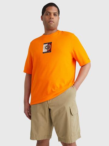 Camiseta Tommy Hilfiger Icon big and tall square logo Hombre Naranjas | CL_M31044