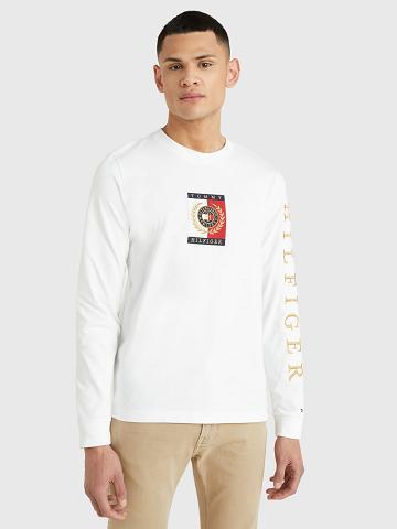 Camiseta Tommy Hilfiger Icon long-sleeve Hombre Blancas | CL_M31045