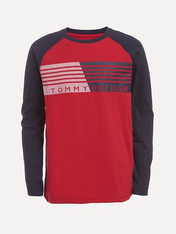 Camiseta Tommy Hilfiger Little Long-Sleeve Colorblock Flag Niños Rojas | CL_B2184