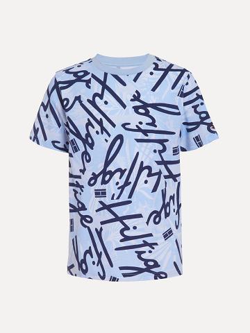 Camiseta Tommy Hilfiger Little Tropic Print Niños Azules | CL_B2191