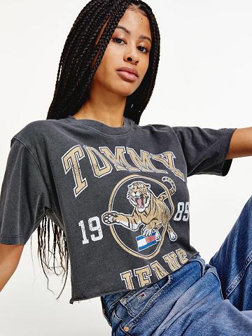 Camiseta Tommy Hilfiger Organic Algodon Collegiate Tiger Mujer Gris | CL_W21468