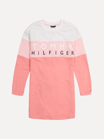 Dresses Tommy Hilfiger Little Colorblock Sweatshirt Niños Rosas | CL_G1064