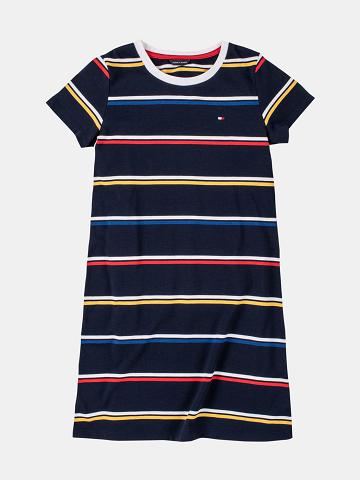 Dresses Tommy Hilfiger Little Ribbed Stripe Niños Azules | CL_G1069