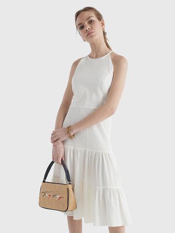 Dresses Tommy Hilfiger Solid Tiered Halter Mujer Blancas | CL_W21124