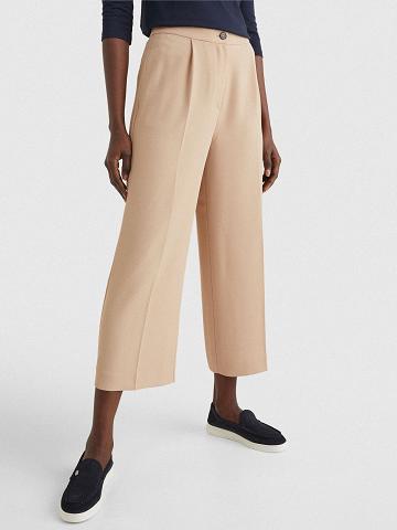 Pantalones Tommy Hilfiger Relaxed Fit Anchos-Leg Mujer Beige | CL_W21250