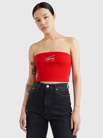 Tops Tommy Hilfiger Signature Tube Mujer Rojas | CL_W21506