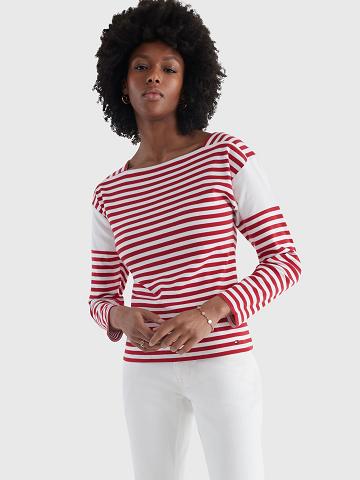 Tops Tommy Hilfiger Stripe Square-Neck Mujer Rojas | CL_W21509