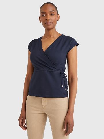 Tops Tommy Hilfiger Viscose Wrap Mujer Azules | CL_W21512